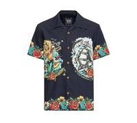 King Kerosin Tropical Hawaiian-style deluxe Uomo Camicia Maniche Corte nero M 100% cotone Regular