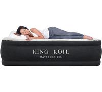 King Koil Materasso ad aria Queen con pompa ad alta velocità integrata, letto gonfiabile superiore e floccaggio laterale, resistente alle forature, materasso gonfiabile matrimoniale ad aria per