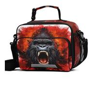 King Kong Lunch Box per ragazze ragazzi 3D Animal Furious Print Borse per il pranzo per la scuola Borsa termica termica riutilizzabile Borsa a tracolla per il lavoro Picnic