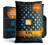 King Kong State Deumidificatore per auto - Cuscino XXL per deumidificatore, 2 x 1,2 kg, per finestrini auto appannati, con indicatore di finestra e cuscinetto antiscivolo