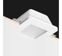 King Led Confezione da 10pz di Portafaretti in Gesso Ceramico Modello Quadrato con Vetro Opalino con Attacco GU10, Faretti in Gesso da Incasso per Cartongesso, Cornici in Gesso Verniciabile, 12x12cm