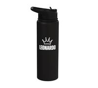 King Leonardo Crown - Nome personalizzato Compleanno #1 Vincitore Stainless Steel Insulated Water Bottle