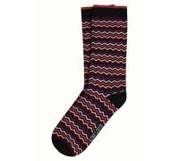 KING LOUIE calzino donna fantasia zig-zag nero/viola/rosso 10139