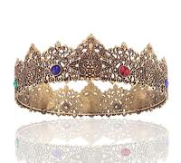 King Men - Diadema in stile imperiale, medievale, con fascia di cristallo, per matrimonio, Halloween, festa di compleanno, M, Metallo