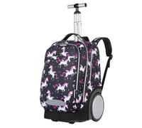 King Mills Zaino con rotelle, 45,7 cm, con ruota extra large da 17,8 cm, facile da convertire tra rullo e zaino., Unicorno nero, Medium, Con ruote