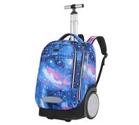 King Mills Zaino con rotelle, 45,7 cm, con ruota extra large da 17,8 cm, facile da convertire tra rullo e zaino., Blue-Galassia, Medium, Con ruote