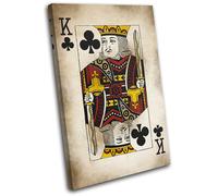 King of Clubs Shabby Chic Vintage SINGLE TELA parete arte foto stampa