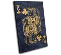 King of Clubs Shabby Chic Vintage SINGLE TELA parete arte foto stampa
