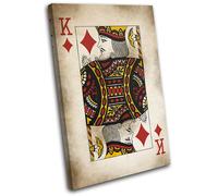 King of Diamonds Shabby Chic Vintage SINGLE TELA parete arte foto stampa