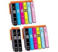 KING OF FLASH 24xl Cartucce d'inchiostro di ricambio compatibili per Epson 24 XL per stampanti Epson Expression Photo XP-970 XP-55 XP-950 XP-860 XP-960 XP-750 XP-760 XP-850 (2 set e 2 nere)