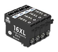 KING OF FLASH - Cartucce di ricambio per Epson 16 16XL, compatibile con Epson Workforce WF-2750 WF-2760 WF-2010 WF-2630 WF-2510 WF-2520 WF-2660 WF-2540 WF-2650 WF-2530 (4 nero)