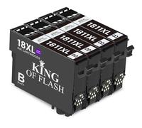 KING OF FLASH - Cartucce di ricambio per Epson 18 18XL, colore nero, compatibili con Epson Expression Home XP-425 XP-422 XP-415 XP-412 XP-325 XP-322 XP-315 XP-312 XP-225 XP-215 XP-212 XP-405 (4 nero).