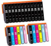 King of Flash - Cartucce di ricambio per Epson 24 XL per stampanti Epson Expression Photo XP-970 XP-55 XP-950 XP-860 XP-960 XP-750 XP-760 XP-850 2 set e 12 nero.