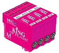 King of flash nuovo Compatibile per stampante a getto d' inchiostro ciano, magenta, giallo, nero per Epson T1636 - Epson WF-2010 W, 2510 WF, 2520 NF, 2530 WF, 2540 WF stampante