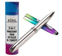 King of Flash - Penna stilo 3 in 1, con pennino capacitivo in alluminio, torcia LED, penna a sfera (multicolore - inchiostro nero)