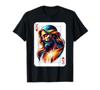 King of Hearts Jesus Card Christian Jesus is King Religious Maglietta