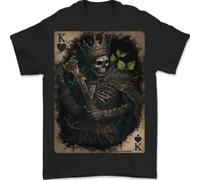 King Of Hearts Teschio Carte da Gioco Uomo T-Shirt 100% Cotone