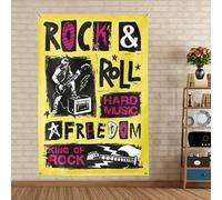 King of Rock & Roll - Arazzo con bandiera in metallo duro e punk, poster musicale vintage per festival di musica rock a tema, striscione per bar, caffetteria, birreria, decorazione artistica da parete