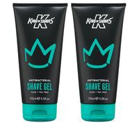 King of Shaves Gel da Barba Antibatterico per Uomini Duo Pack, Gel Trasparente a Basso Schiuma per Pelli Sensibili, Aloe Vera & Tea Tree, Vegan, 96% Naturale, 2 X 175ml