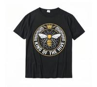 King of The Hive Beekeeper Bee Lover Honey T-Shirt Normal T Shirt for Adult Cotton Tees Normal Discount