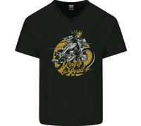 King Of The Road Biker Moto Mens T-Shirt In Cotone A V