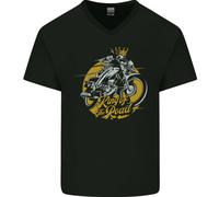 King Of The Road Biker Moto Mens T-Shirt In Cotone A V