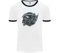 King Of The Road Motorcycle Skull Biker Uomo Ringer T-Shirt