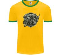 King Of The Road Motorcycle Skull Biker Uomo Ringer T-Shirt
