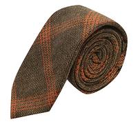 Biscotto Marrone e Arancione Birdseye Tessere Quadri Cravatta