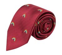 King & Priory Cravatta Ricamata Arcobaleno Borgogna Rosso A Sp