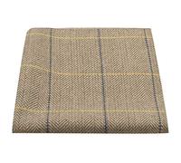 King & Priory Fazzoletto da Taschino Color Marrone Chiaro a Quadretti con Disegno a Spina di Pesce, Pochette