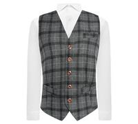 King & Priory Gilet a quadri grigio chiaro e grigio scuro, tartan, plaid, Grigio, XL