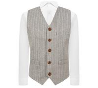 King & Priory Gilet a spina di pesce grigio chiaro con gessato, Grigio, L