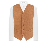 King & Priory Gilet In Lana Intrecciata Marrone Torta, Tweed