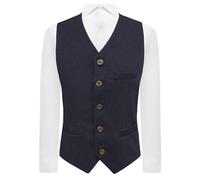 King & Priory Gilet in tweed Donegal blu navy di lusso, blu navy, XL