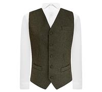 King & Priory Gilet in tweed Donegal verde terra, Verde, XL