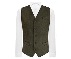 King & Priory Gilet in tweed Donegal verde terra, Verde, XXL