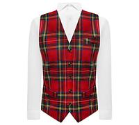 King & Priory Gilet tradizionale scozzese a quadri rosso e giallo - Vestibilità aderente - Per scozzese, Stewart, Burns Night, rosso, M