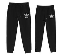 King Queen in Coppia con Un Paio di Pantaloni della Tuta con Cintura, Lui e i Suoi Pantaloni Sportivi Casuali 1 Pezzo (Nero-King, 175)