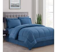 King Size Comforter Set 8 Piece Bed in a Bag with Bed Skirt Fitted Sheet Flat Sheet 2 Pillowcases 2 Pillow Shams King Denim