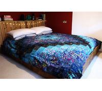 King Size Copriletto Fatto Trapuntato Patchwork Batik Stampato Mezzanotte Doppio