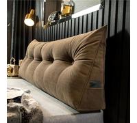 King Size Headboard Pillow Wedge - Reading Pillow for Bed Back Support Gap Filler Cushion with Pocket Champagne Camel Color 80x50x20cm for Adults