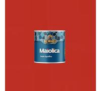 King Smalto Sopraffino a Solvente MAIOLICA,per ambienti marini e montani,per esterni ed interni,per ferro, legno, leghe leggere, lamiere zincate e muri,750ml (405 ROSSO VIVO, 375ml)