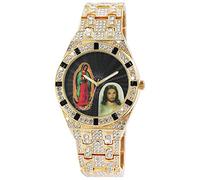King Star Orologio unisex con strass, immagine di santi Bling Bling Bling analogico al quarzo 2800055, Colore: oro, Bracciale