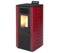 King stufa a pellet king 118c canalizzata, bordeaux, 8,7kw-n, ventilata, rivestimento in acciaio, con telecomando