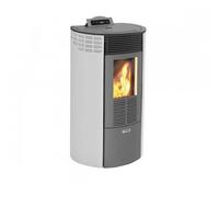 King stufa a pellet round 12 bianca, 8,7kw-n, ventilazione frontale , rivestimento in acciaio, con telecomando