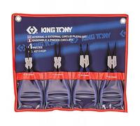King T. 42134GP-Astuccio con pinze per Anelli Seeger, becchi Conici, Set da 4