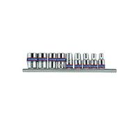 KING TONY 2509MR - Set di 9 bussole metriche su Binario, 1/4", Colore: Nero