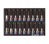 KING TONY 94138PRE Módulo espuma + PP, 18 pezzi, esagonali Torx y da 1/2", per professionisti e fai da te, per lavori di bricolage e assemblaggio precisi con esecuzione accuratamente selezionata