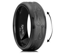 King Will 316L Nautical - Anello da uomo con ancora, corda e amo da pesca | King Will, Argento antico, 8 mm, acciaio inossidabile 316L, finitura anticata, bordo smussato, incisione ad ancora